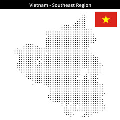 Obraz premium Map of Vietnam-Southeast-Region in small size square dots