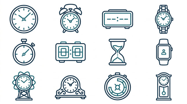 Collection of various timekeeping devices and clocks.
