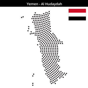 Map of Yemen region Al-Hudaydah in concentric medium dots