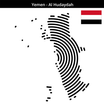 Map of Yemen region Al-Hudaydah in larger concentric lines