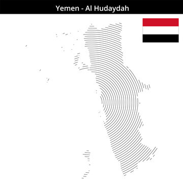 Map of Yemen region Al-Hudaydah in concentric small size outlines