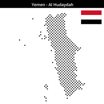 Map of Yemen region Al-Hudaydah in medium sized cross shaped dots