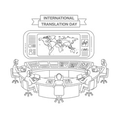 Fototapeta premium Language learning and translation outline icons set representing communication, dictionary, voice message, and speech