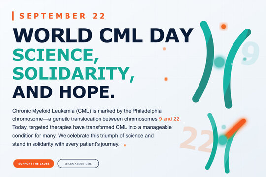 World CML Day celebration on September 22 emphasizing science solidarity and hope for chronic myeloid leukemia awareness in vibrant colors and patterns