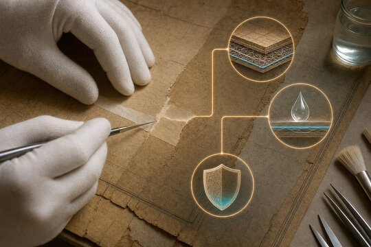 Archival map conservation repair process