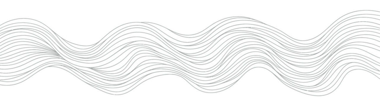 Abstract flowing silver lines on white background
