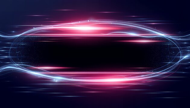 High speed data transfer oval frame with pink and blue neon motion sequences.