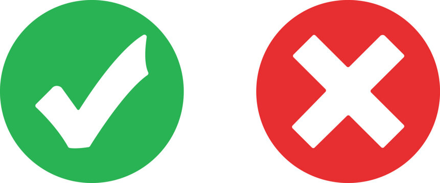 Green check mark and red cross sign icons for correct and incorrect choice