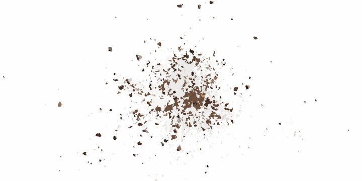 Coffee grounds texture splatter on a white background a dispersed granular pattern ground