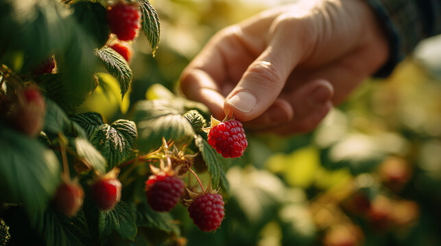 picking up berries