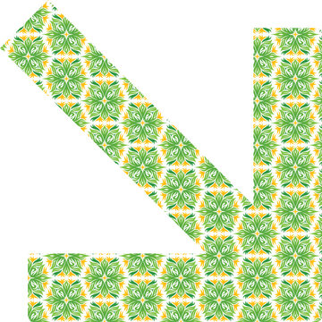 Green geometric arrow pattern with abstract leaf design
