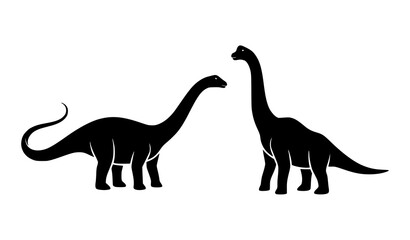 Shaded Sauropod Dinosaur Silhouette Vector Icons © sayeed