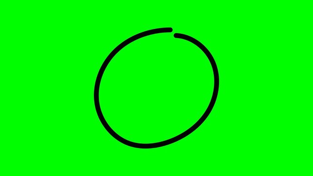 Hand Drawn Circle Highlight Animation on Green Screen, Bold Black Marker Ring Appearing Around Important Text or Object for Video Editing, Tutorials, Presentations, Social Media and Chroma Key