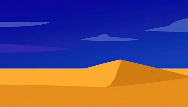 Vibrant Desert Landscape with Golden Dunes Under a Deep Blue Sky.