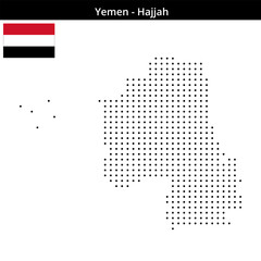 Fototapeta premium Map of Yemen region Hajjah in small size dots