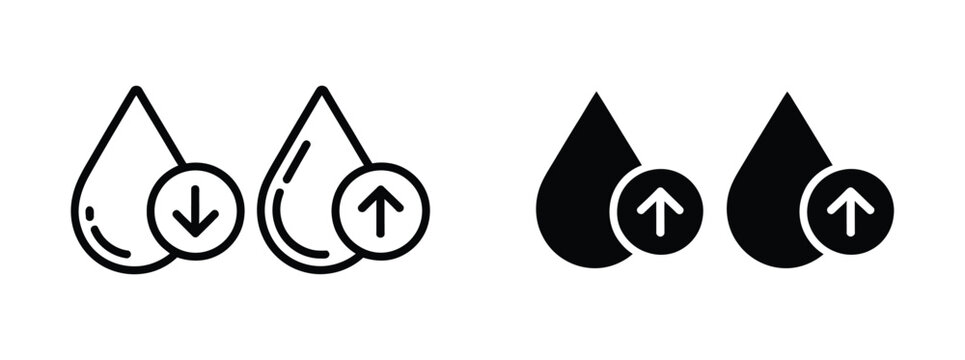 Low and high cholesterol health comparison symbols, blood lipid level graphics, medical wellness concepts, editable vector illustration