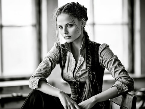 Vintage Young Woman Portrait &ndash; Generative AI &ndash; no real persons