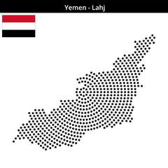 Obraz premium Map of Yemen region Lahj in concentric medium dots