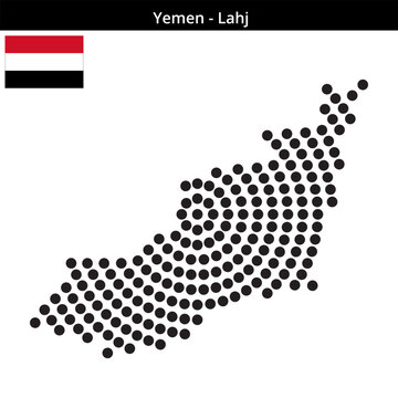 Map of Yemen region Lahj in concentric large dots