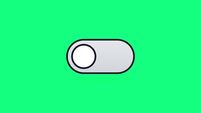 Animated ui toggle switch button turning on and off on green screen background