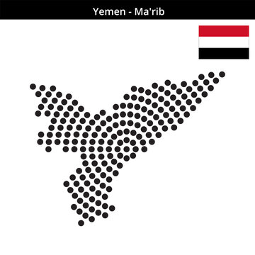Map of Yemen region Ma'rib in concentric large dots