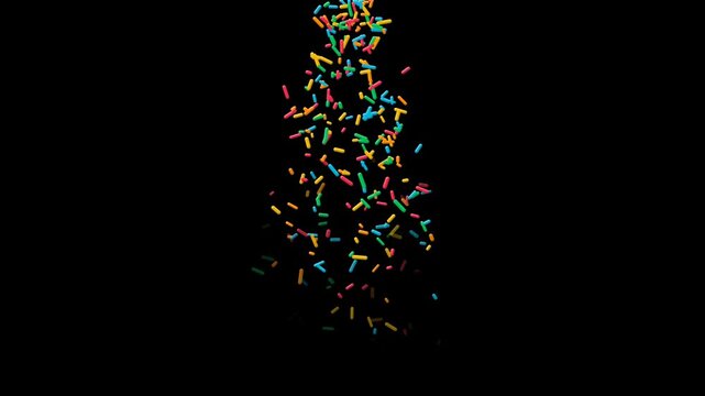 birthday sprinkles spot falling isolated alpha channel animation, happy birthday cake celebration social media overlay motion design element