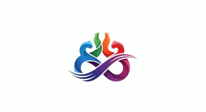 Colorful Unity and Diversity Logo with Abstract Human Figures Intertwined Design