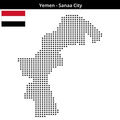 Obraz premium Map of Yemen region Sanaa-City in medium size square dots