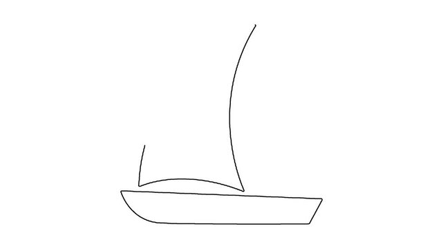 Minimalist sailboat drawing animation on white background with lines.