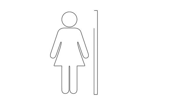 Animation drawing of male and female bathroom gender signs line artwork.