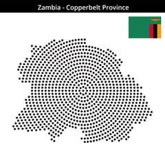 Fototapeta premium Map of Zambia region Copperbelt-Province in concentric medium dots