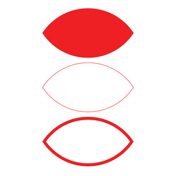 Red vesica piscis shapes isolated on grey checkerboard background for graphic design projects.