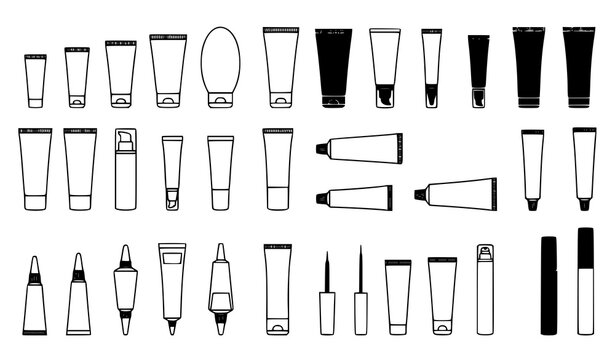 Blank Squeeze Tube Vector Template Set for Cosmetic and Adhesive Packaging