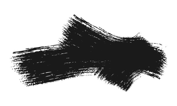 Hand-drawn ink brush strokes and splatters in dynamic motion. Abstract black paint texture vector illustration for modern design projects.