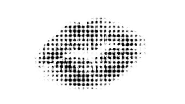 Halftone texture Black and white halftone kiss lips print icon