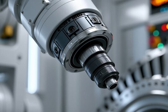 Robotic deburring system processing turbine disk in clean industrial enclosure