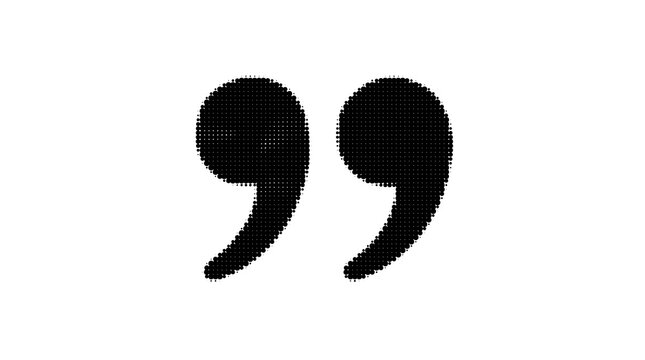 Halftone texture Black quotation marks icon with a simple halftone dot pattern