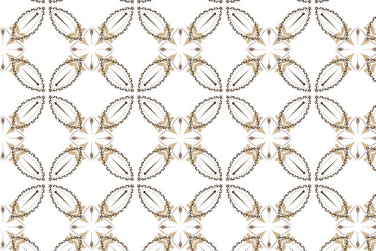A delicate brown clover-flower emblem sits softly on white for a refined botanical accent. Suited for fabric and stationery.