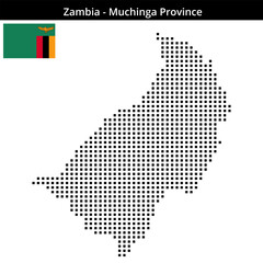 Fototapeta premium Map of Zambia region Muchinga-Province in medium size square dots