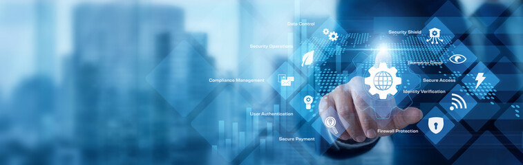 Security expert analyzing digital data pointing hand at Cybersecurity defense graph chart growth metrics across a highly secure global network. Advancing enterprise tech for future success. © Nexus Studio