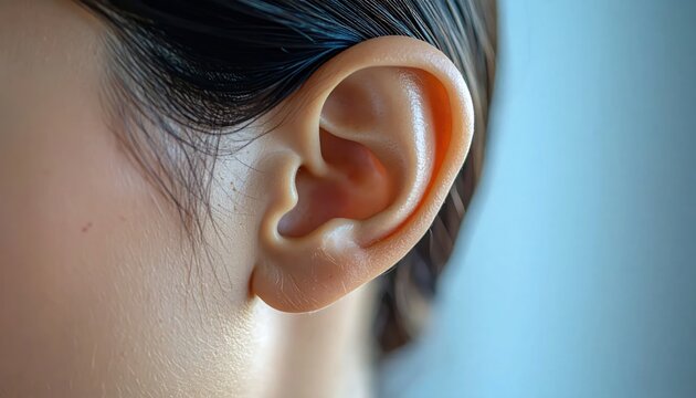 Extreme close-up macro view of human ear.