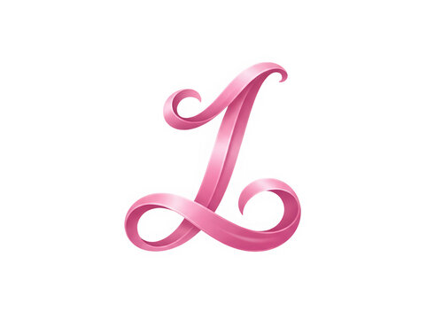 Elegant pink cursive letter l isolated graphic isolated on transparent background