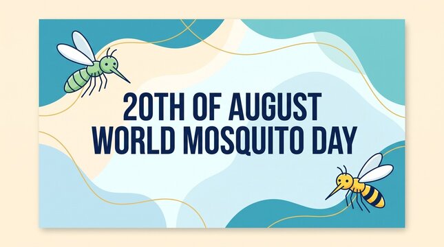 World mosquito day illustration with cartoon mosquitoes