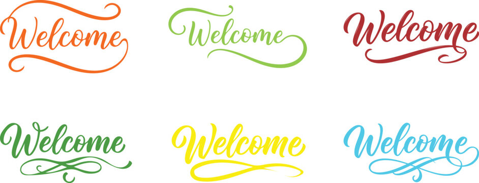Colorful welcome typography collection for events and signage