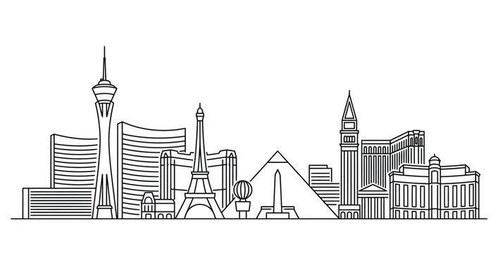 Las vegas skyline outline modern minimalist art for travel and hospitality businesses