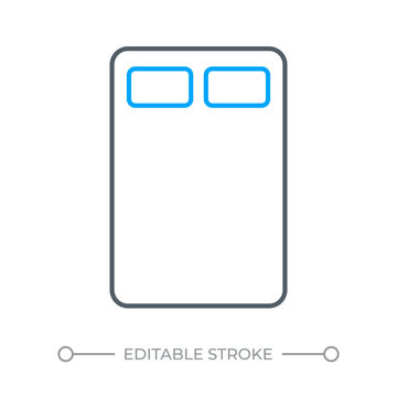 Dual sleeper mattress two color line icon. Cosleeping space optimization. Standard master bedroom setup bicolor outline symbol. Duotone linear pictogram. Isolated illustration. Editable stroke