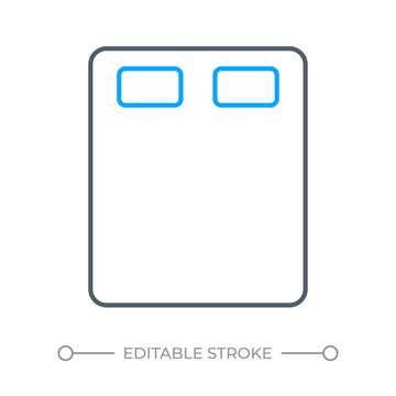Optimized dual sleeper comfort two color line icon. Master bedroom layout. Modern double mattress solutions bicolor outline symbol. Duotone linear pictogram. Isolated illustration. Editable stroke