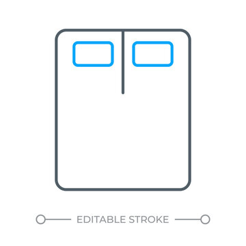 Split king adjustable mattress two color line icon. Personalized comfort zone. Dual zone sleep surface bicolor outline symbol. Duotone linear pictogram. Isolated illustration. Editable stroke