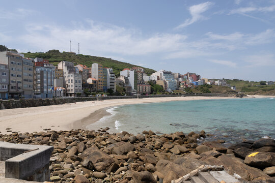 Malpica coastal town beach on atlantic ocean