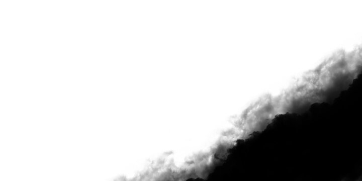 Abstract black smoke cloud isolated on transparent background